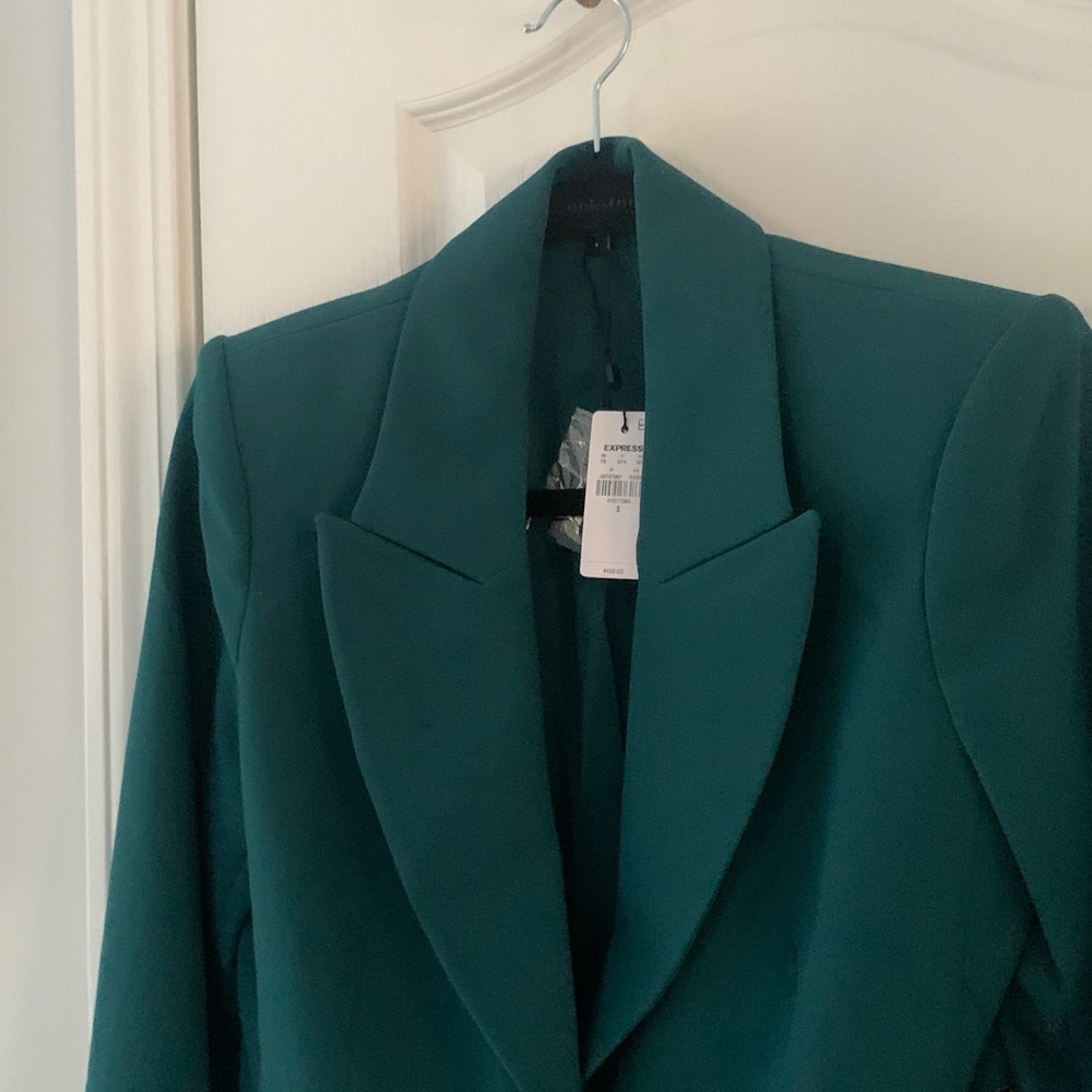 Express Teal Women's Blazer size S NWT classic elegant one button career preppy - Picture 9 of 9